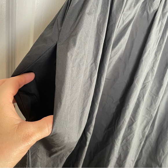 Gathered Cotton Poplin Midi Dress Womens M Black Whimsigoth Minimalist Well Worn - Picture 4 of 16